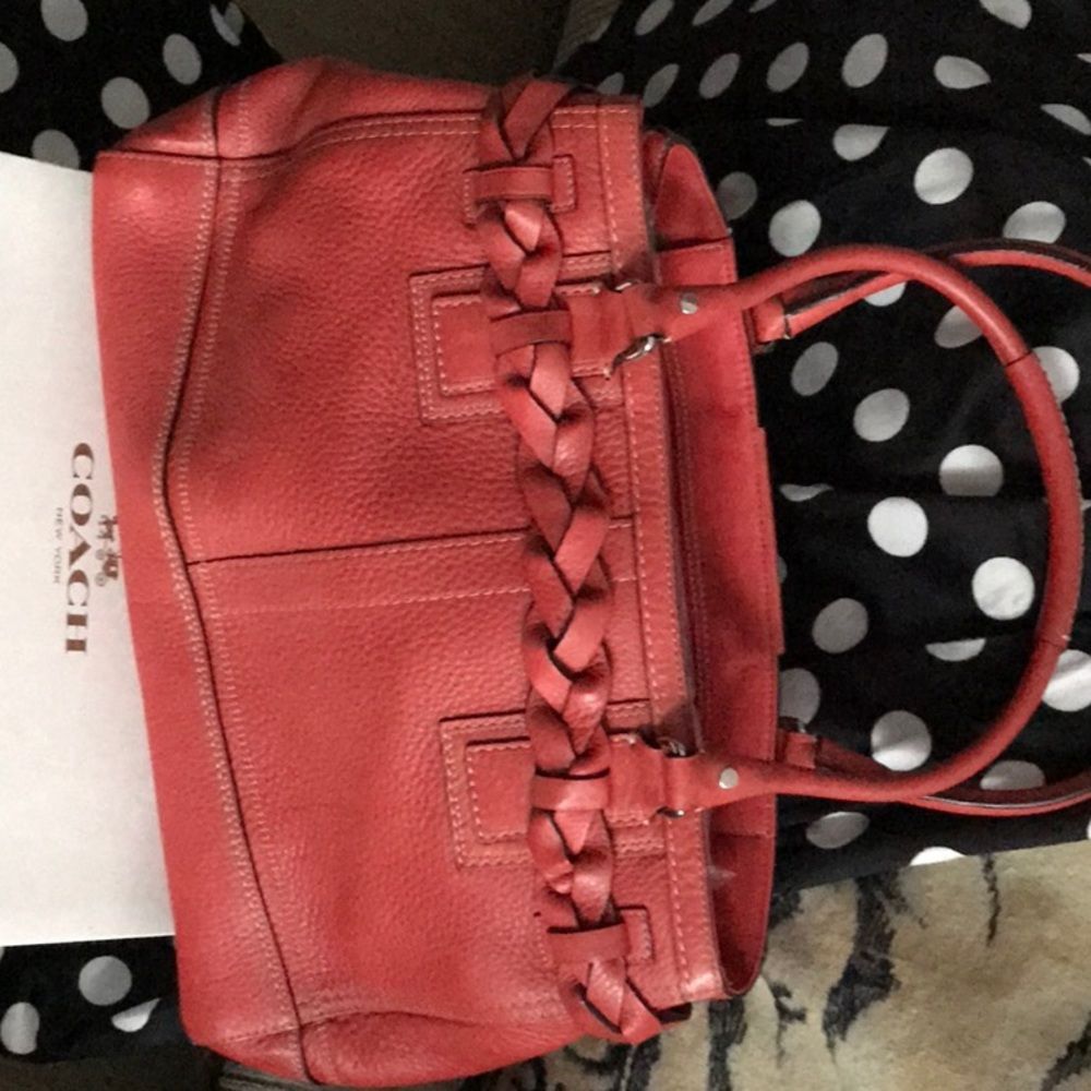 Vtg Coach, Leather Red/Coral Handbag.